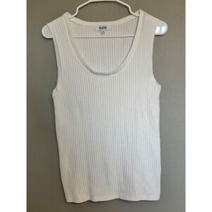 525 3 Piece Lounge Set Medium Cream White Ribbed Knit Duster Pants Tank